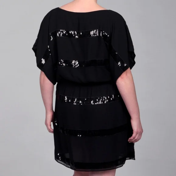 Jessica Simpson Black Sequin Dress Sz M - Picture 2 of 6